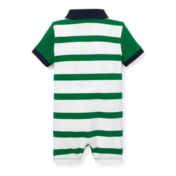 Kayak Green Multi Striped Cotton Polo Shortall Baby Boy 2