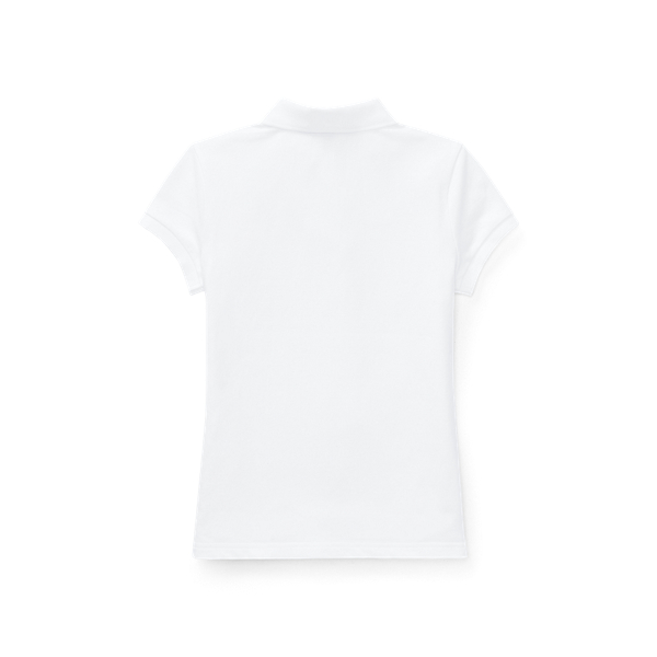 White Cricket Bear Mesh Polo Shirt Girls 7-16 2