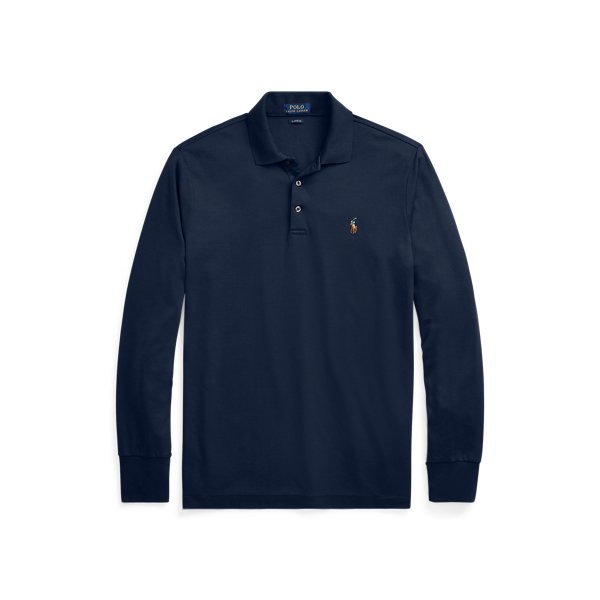 Langarm-Poloshirt aus weicher Baumwolle Big & Tall in 1