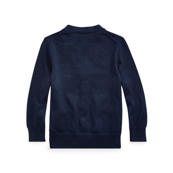 RL Navy Cotton V-Neck Cardigan Boys 2-7 2