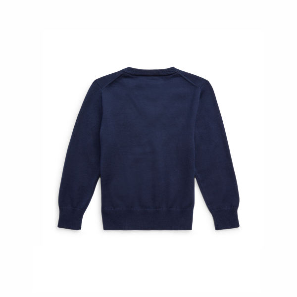 RL Navy Cotton V-Neck Sweater Boys 8-20 2
