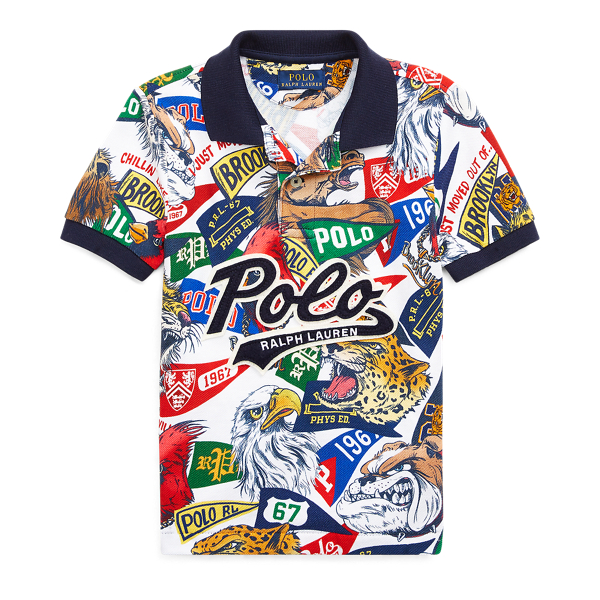 Cotton mesh graphic polo shirt hotsell