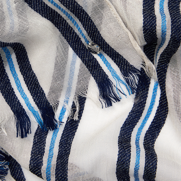 Cream/Navy Stella Stripe Scarf Lauren 3
