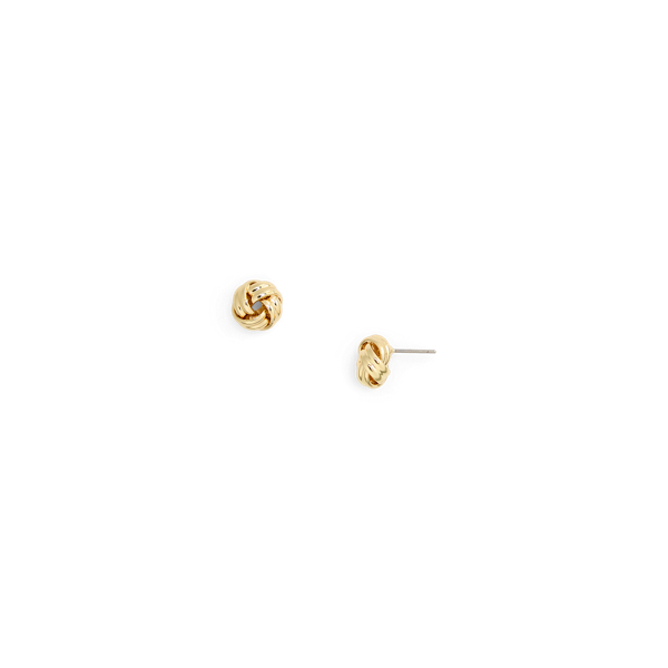 Gold Brass Knot Stud Earrings Lauren 2