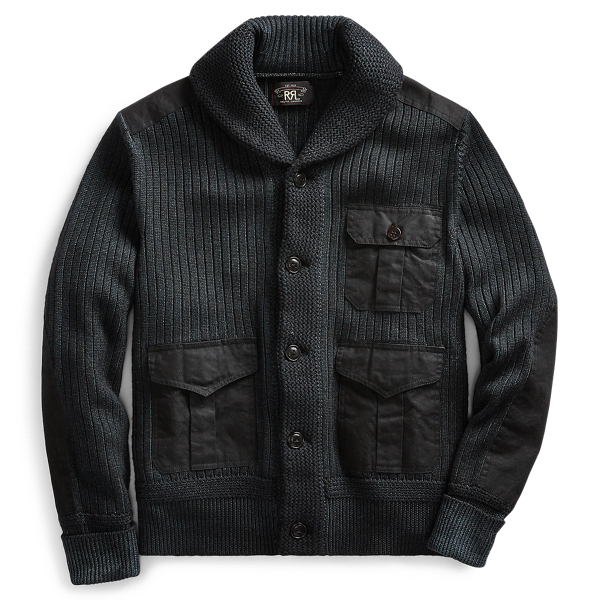 Woll-Strickjacke mit Schalkragen RRL in 1