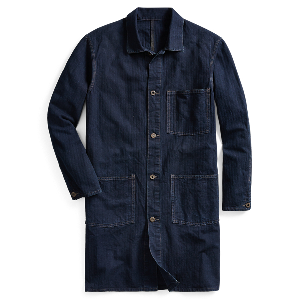 Indigo Cotton-Linen Shop Coat