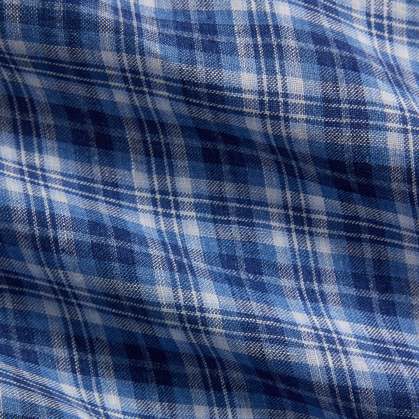 Slim Fit Plaid Linen Shirt