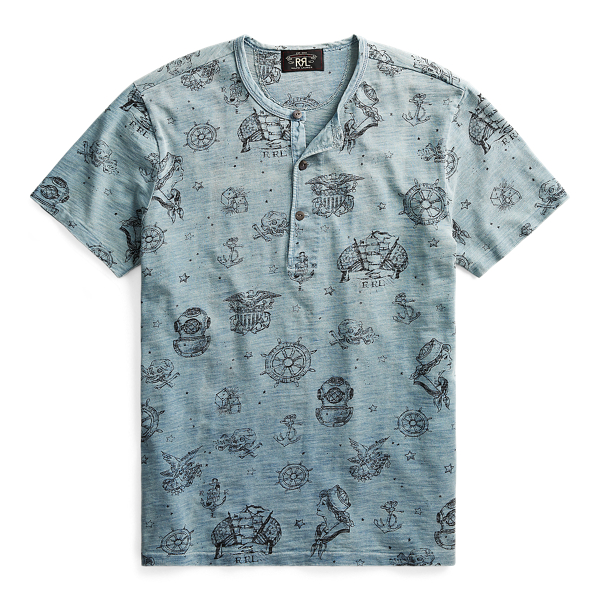 Cotton Jersey Graphic Henley RRL 1