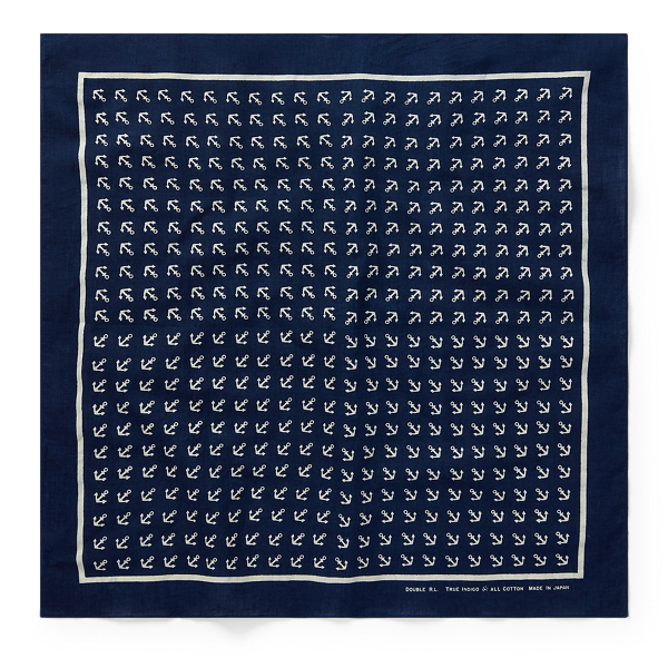 Indigo Anchor Cotton Bandanna RRL in 1