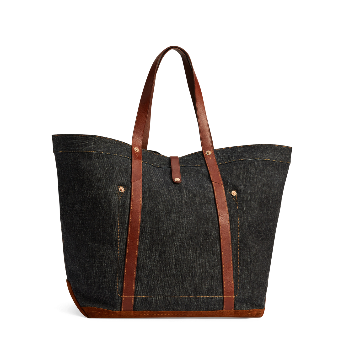 Мужская сумка Ralph Lauren Leather-Trim Indigo Denim Tote, цвет: Индиго — фото 2