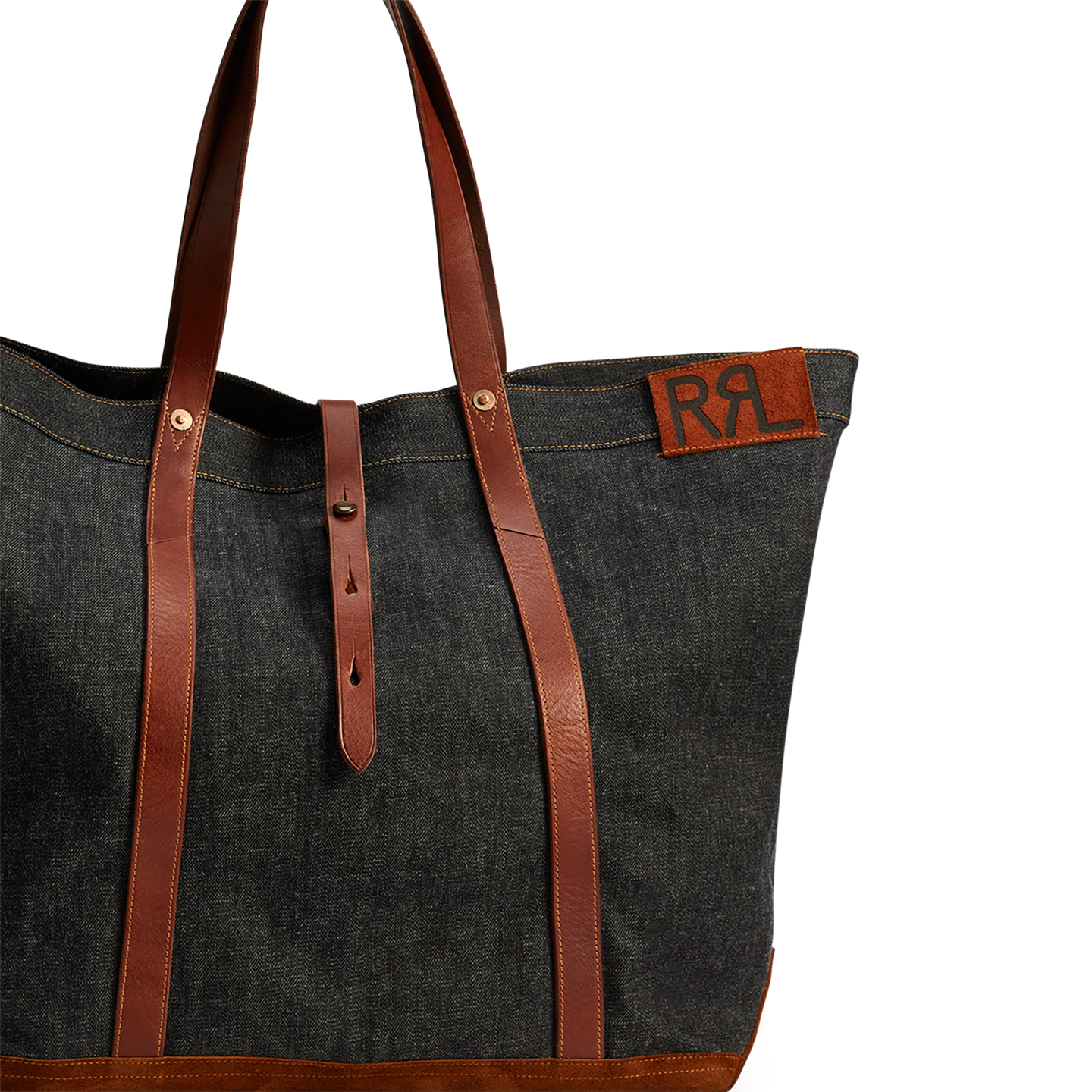 Мужская сумка Ralph Lauren Leather-Trim Indigo Denim Tote, цвет: Индиго — фото 4