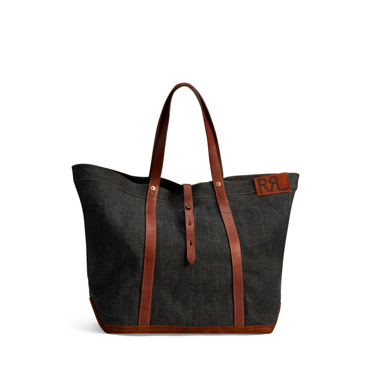 Мужская сумка Ralph Lauren Leather-Trim Indigo Denim Tote, цвет: Индиго — фото 5
