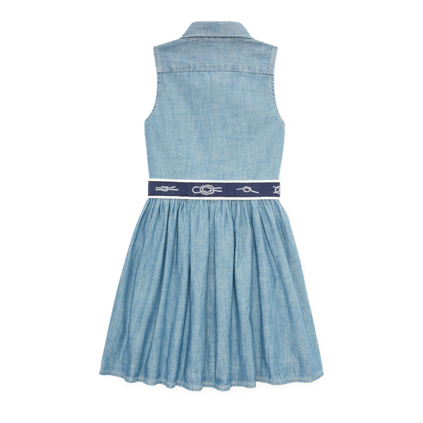 Indigo Belted Chambray Shirtdress Girls 2-6x 2
