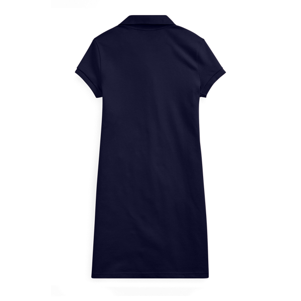Refined Navy Stretch Cotton Mesh Polo Dress Girls 7-16 2