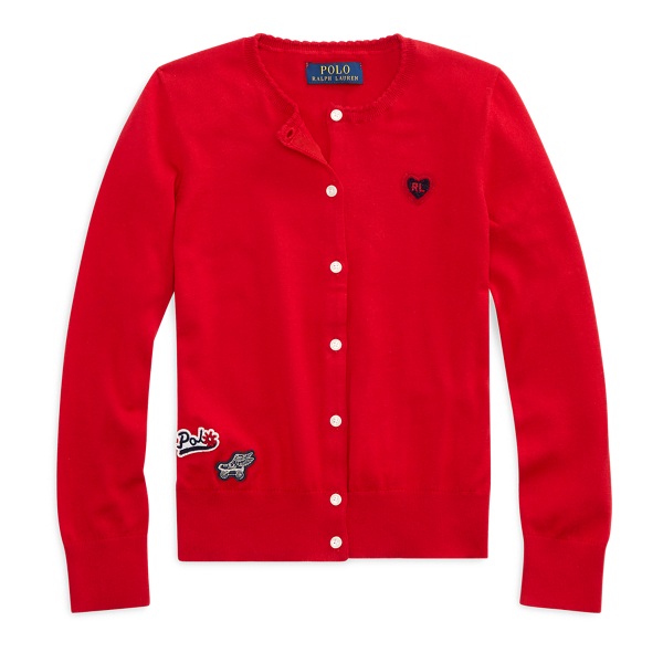 RL 2000 Red Embroidered Cotton Cardigan Girls 7-16 1