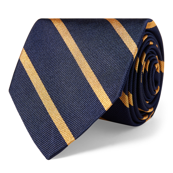Navy/Gold Striped Silk Repp Narrow Tie Polo Ralph Lauren 1