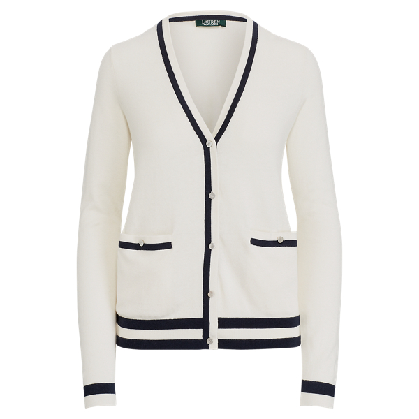 Cotton-Blend V-Neck Cardigan Lauren in 1