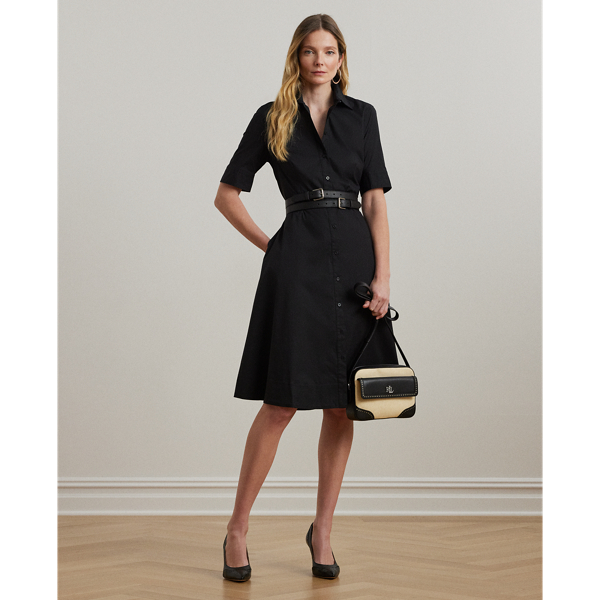 Belted Cotton Blend Shirtdress Ralph Lauren