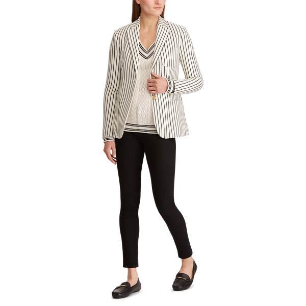 Cream/Black Striped Pique Blazer Lauren 3