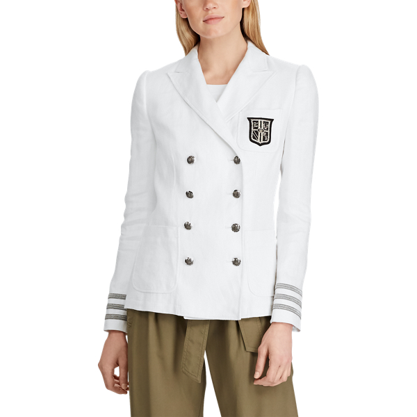 White Bullion-Patch Linen Blazer Lauren 4