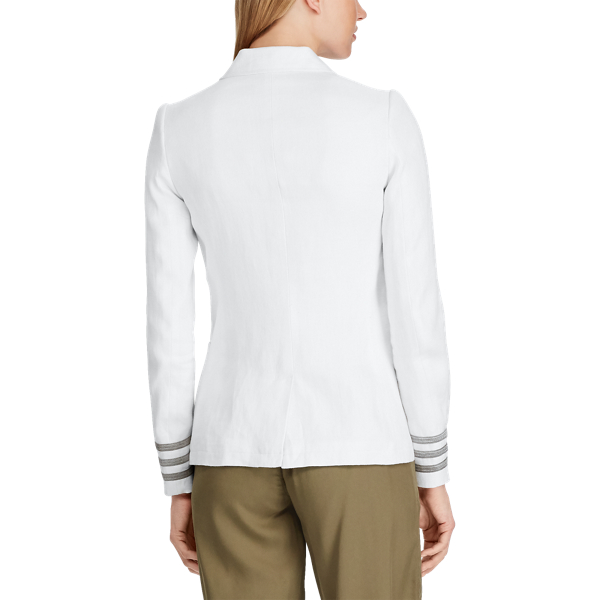 White Bullion-Patch Linen Blazer Lauren 5