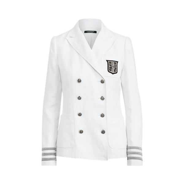 Blazer en lin patch broderie bullion