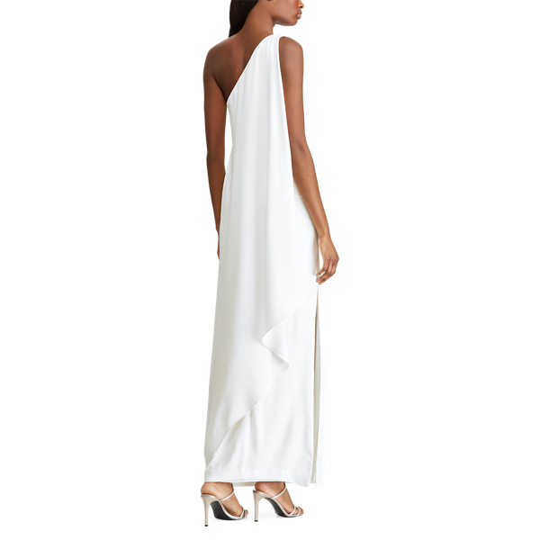 Lauren White Cape One-Shoulder Gown Lauren 4