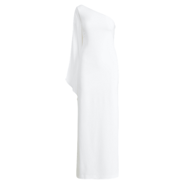 Cape One-Shoulder Gown