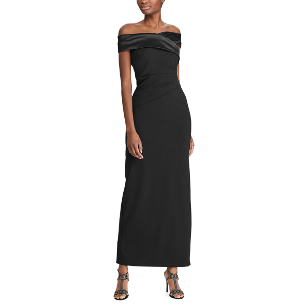 Black Crepe Off-the-Shoulder Gown Lauren 3