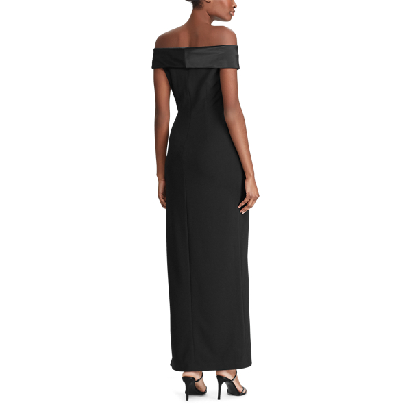 Black Crepe Off-the-Shoulder Gown Lauren 4