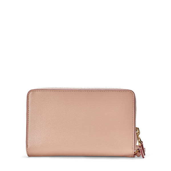 Mellow Pink Double-Zip Leather Wristlet Lauren 3