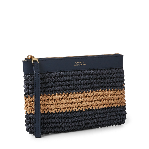 Navy/Natural Horizontal S Crochet Large Wristlet Lauren 2