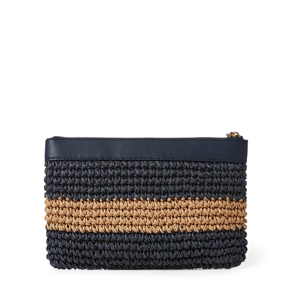 Navy/Natural Horizontal S Crochet Large Wristlet Lauren 3