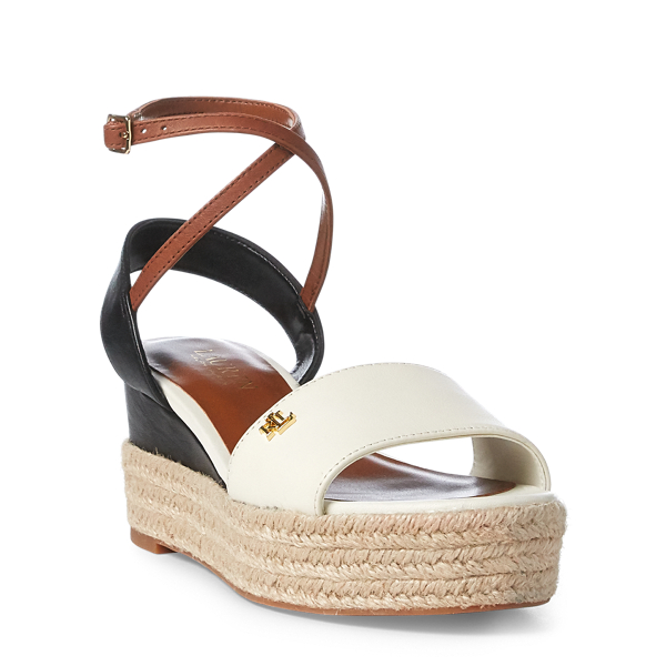 Ledersandale Delores Lauren in Vanille/Schw./Tiefes Sattelbr. 3