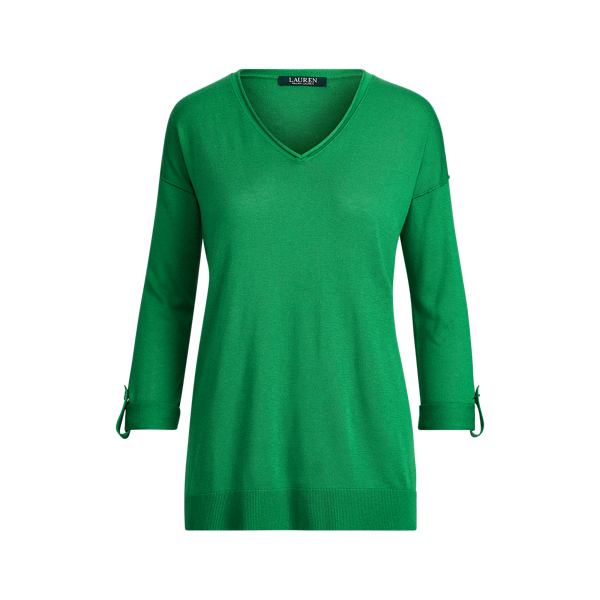Tab-Sleeve Silk-Blend Sweater Lauren em 1
