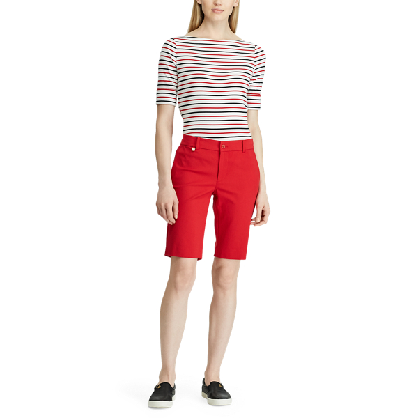 Silk Wht/Polo Blk/Lipstic Cotton Boatneck Top Lauren 2
