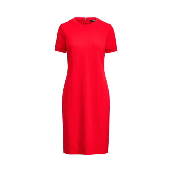 Button-Shoulder Ponte Dress Lauren 1
