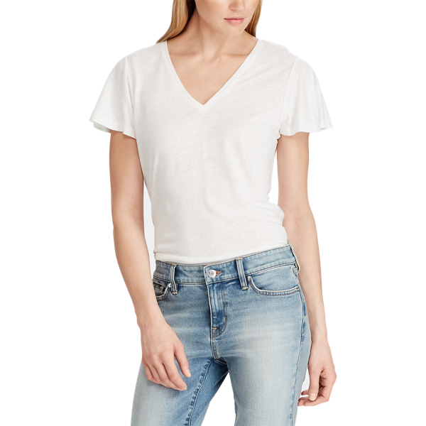 Silk White Flutter-Sleeve Tee Lauren 4