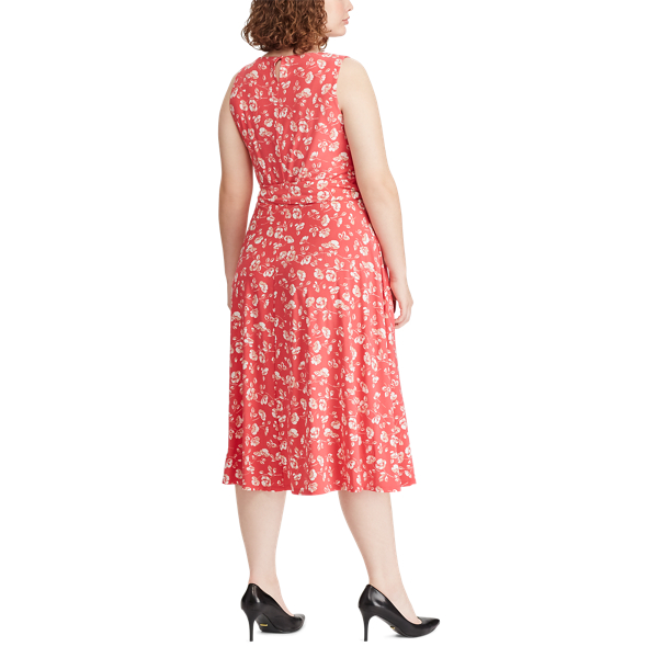 Robe ajust&eacute;e et &eacute;vas&eacute;e fleurie Lauren Woman en Carambole/P&ecirc;che/Colonial 5