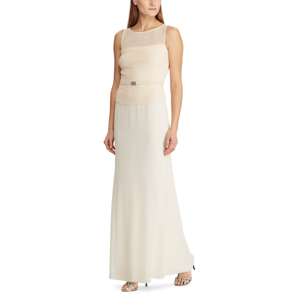 Georgette Sleeveless Gown Lauren em Cashew 2