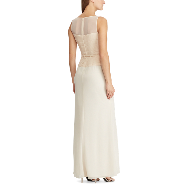 Georgette Sleeveless Gown Lauren em Cashew 4