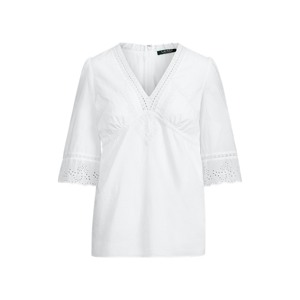 Eyelet-Trim Cotton Top Lauren 1
