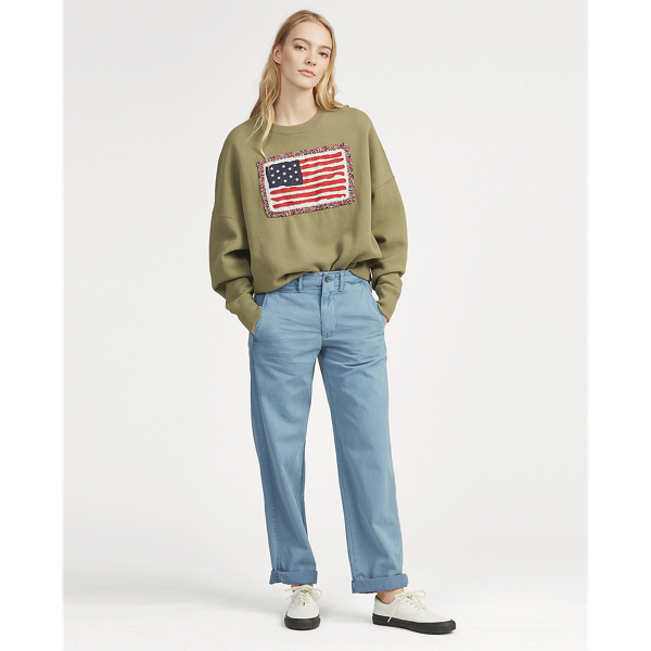 Basic Olive Flag Fleece Pullover Polo Ralph Lauren 3