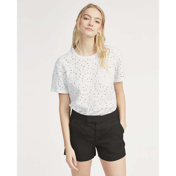 White Eyelet Cotton Tee Polo Ralph Lauren 3