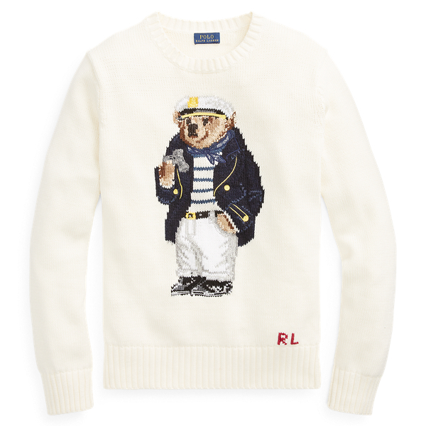 Ralph lauren bear sweater white best sale