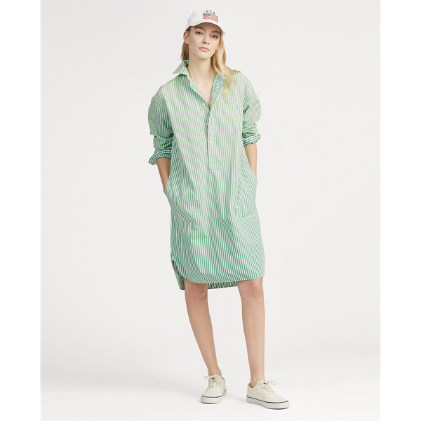 Seafoam Green/White Striped Poplin Shirtdress Polo Ralph Lauren 4