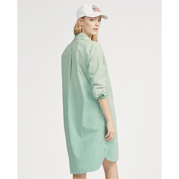 Seafoam Green/White Striped Poplin Shirtdress Polo Ralph Lauren 5