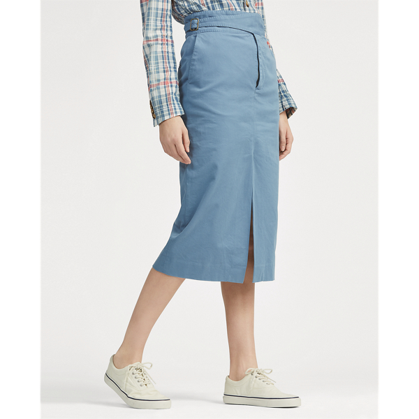 Channel Blue Chino Midi Skirt Polo Ralph Lauren 4