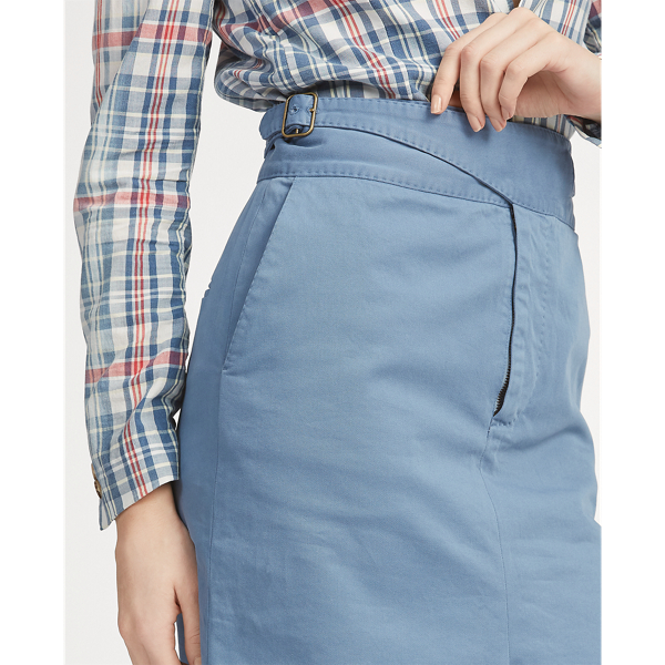 Channel Blue Chino Midi Skirt Polo Ralph Lauren 6