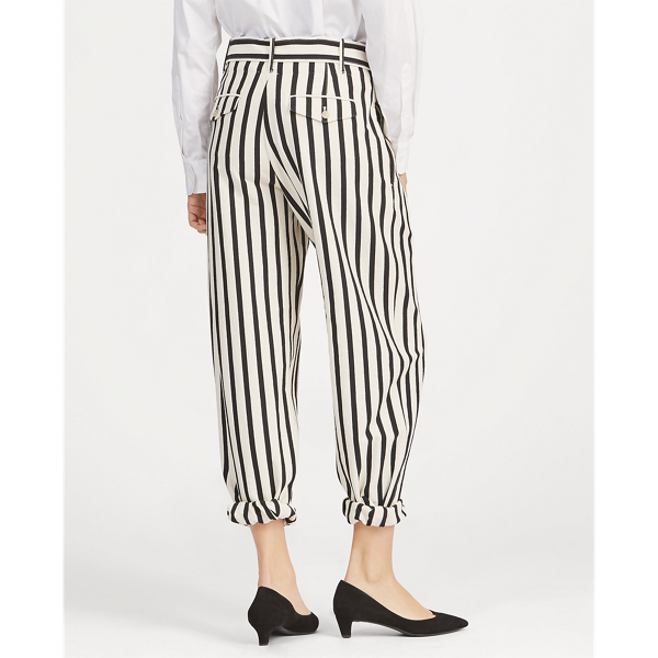 Winter Cream/Polo Black Striped Cotton Wide-Leg Trouser Polo Ralph Lauren 5